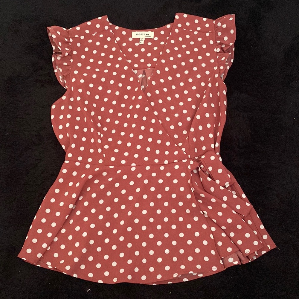 Polka dot peplum blouse
